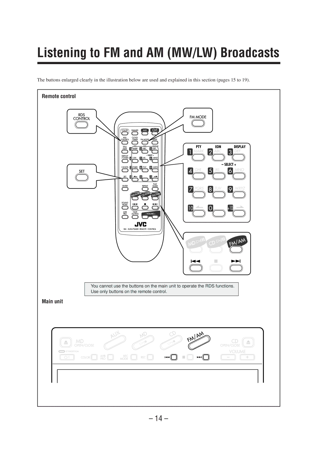 JVC UX-A70MDR manual Listening to FM and AM MW/LW Broadcasts 