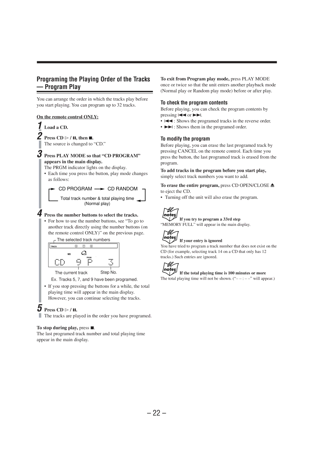 JVC UX-A70MDR manual Program Play, To check the program contents, To modify the program 