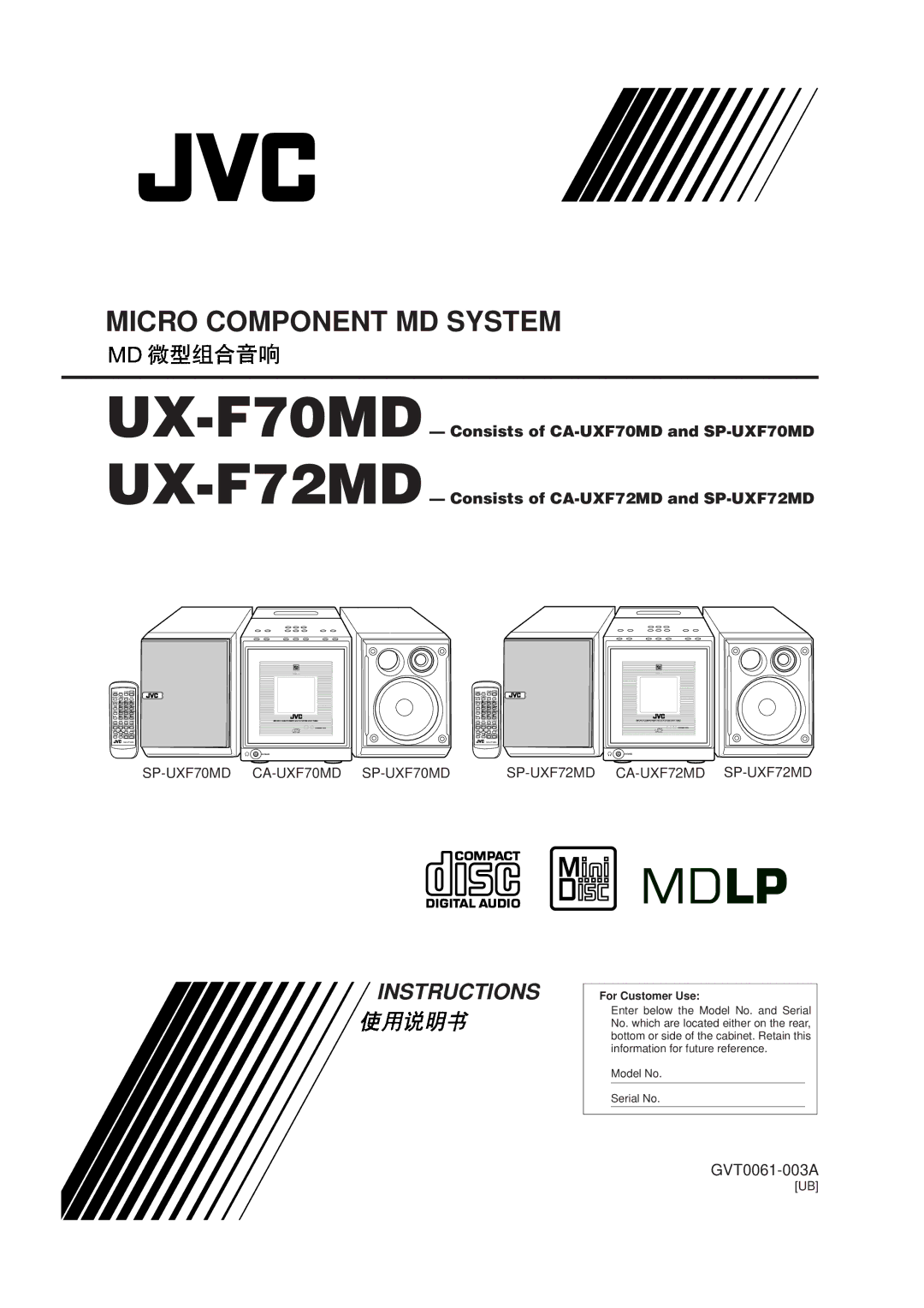 JVC manual UX-F70MD UX-F72MD 