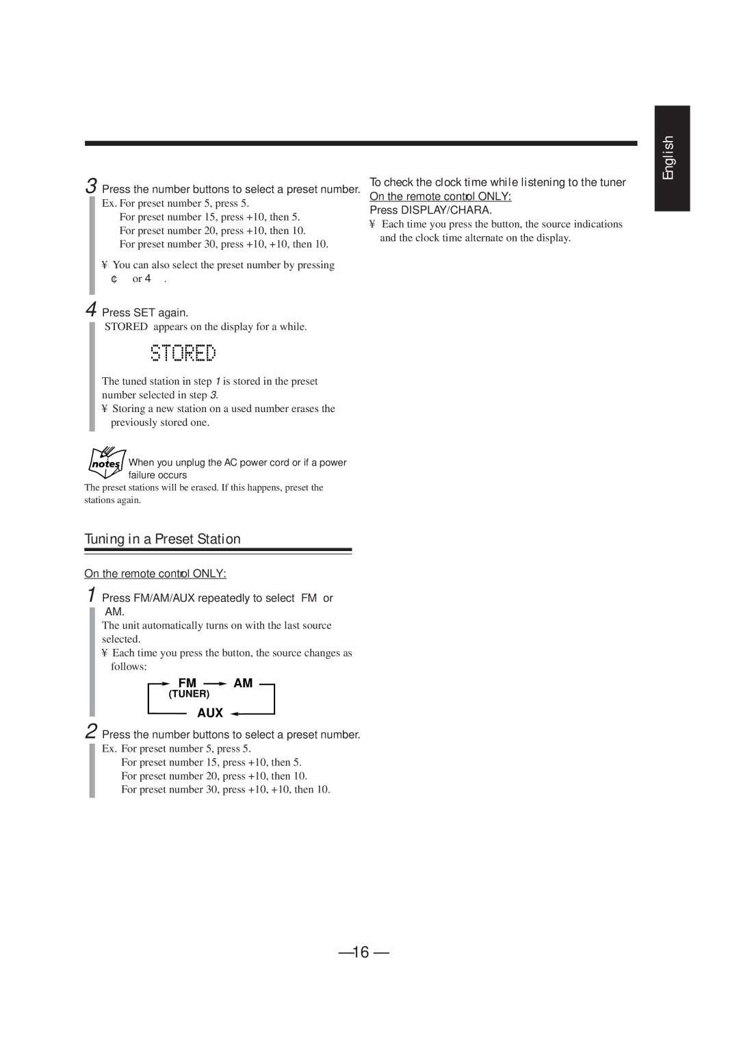 JVC UX-F72MD, UX-F70MD Tuning in a Preset Station, Press the number buttons to select a preset number, Press SET again 