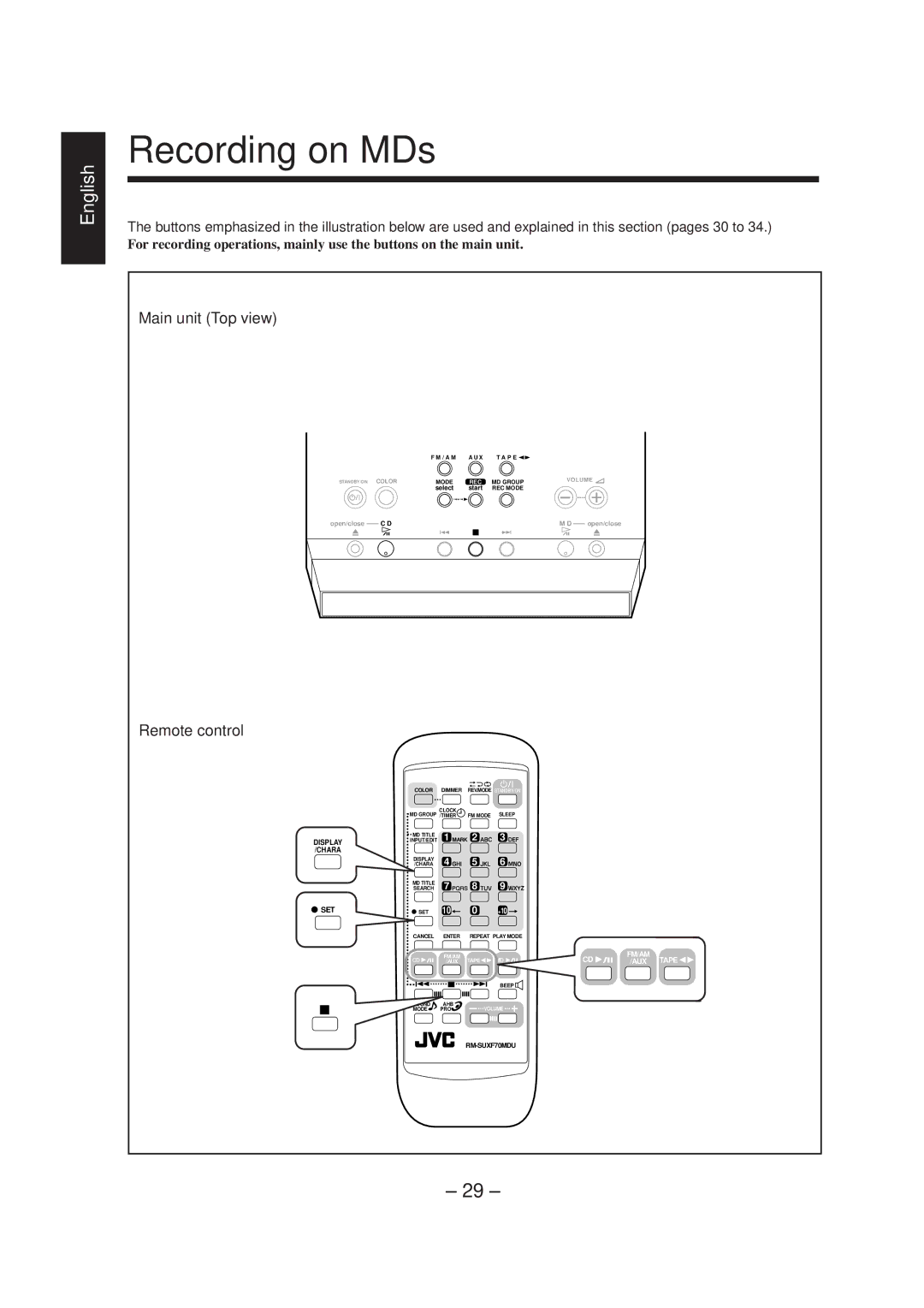 JVC UX-F70MD, UX-F72MD manual Recording on MDs 