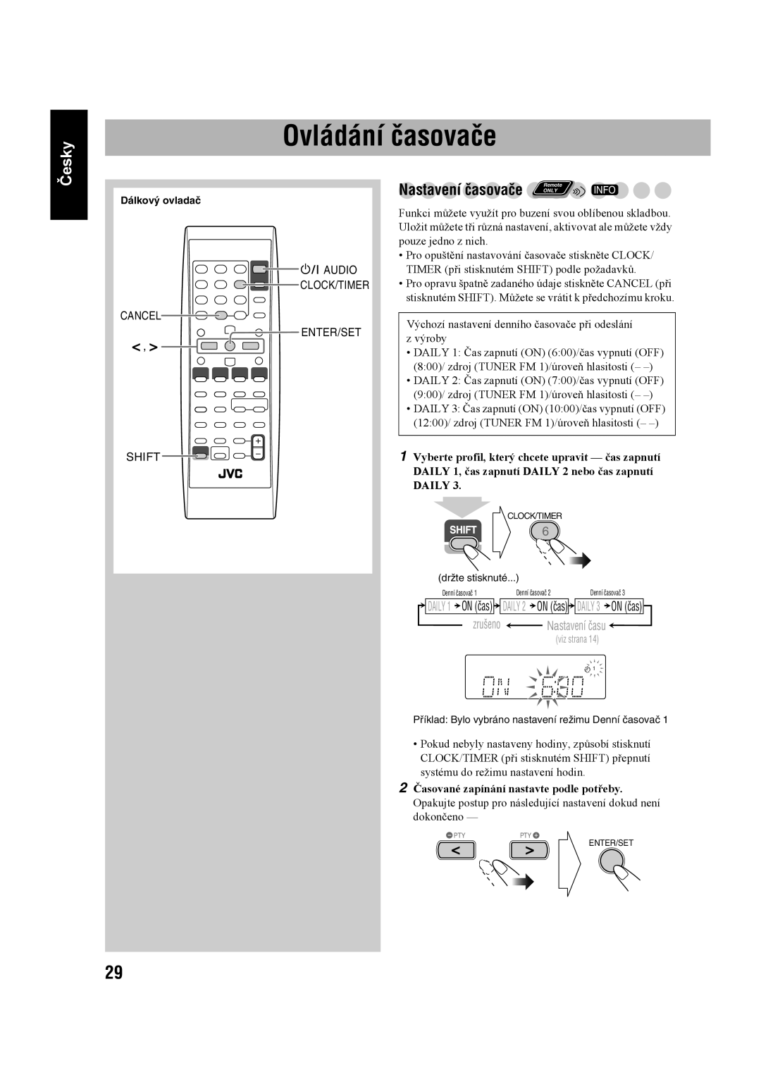 JVC UX-G60 manual Ovládání časovače 