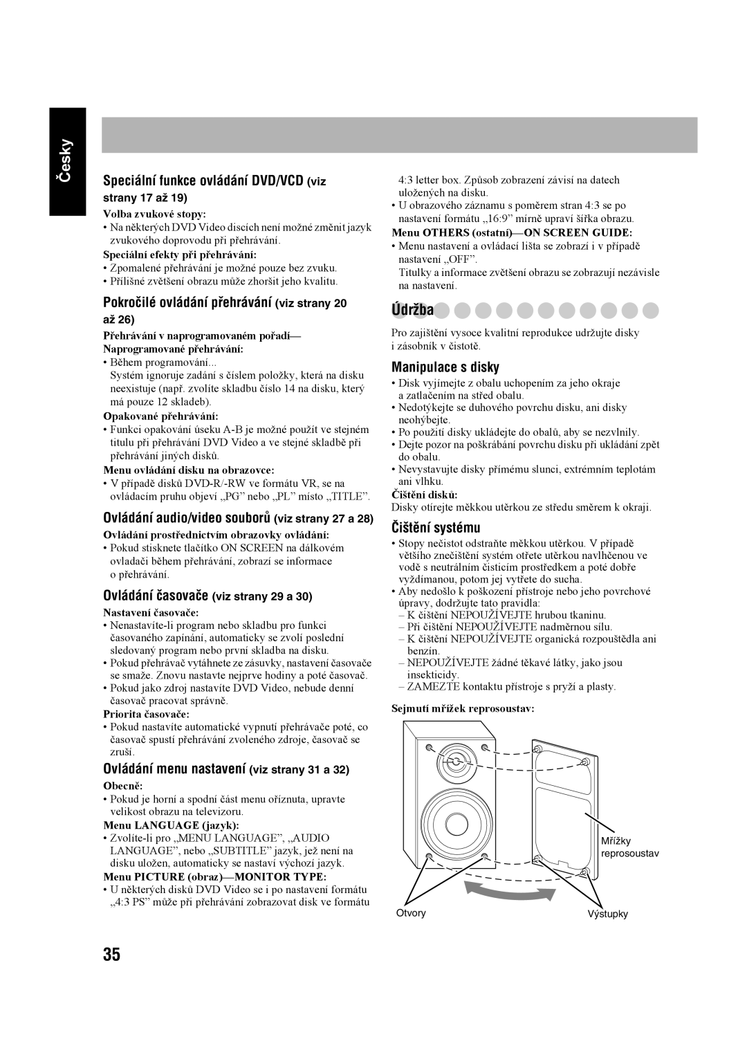 JVC UX-G60 manual Údržba 