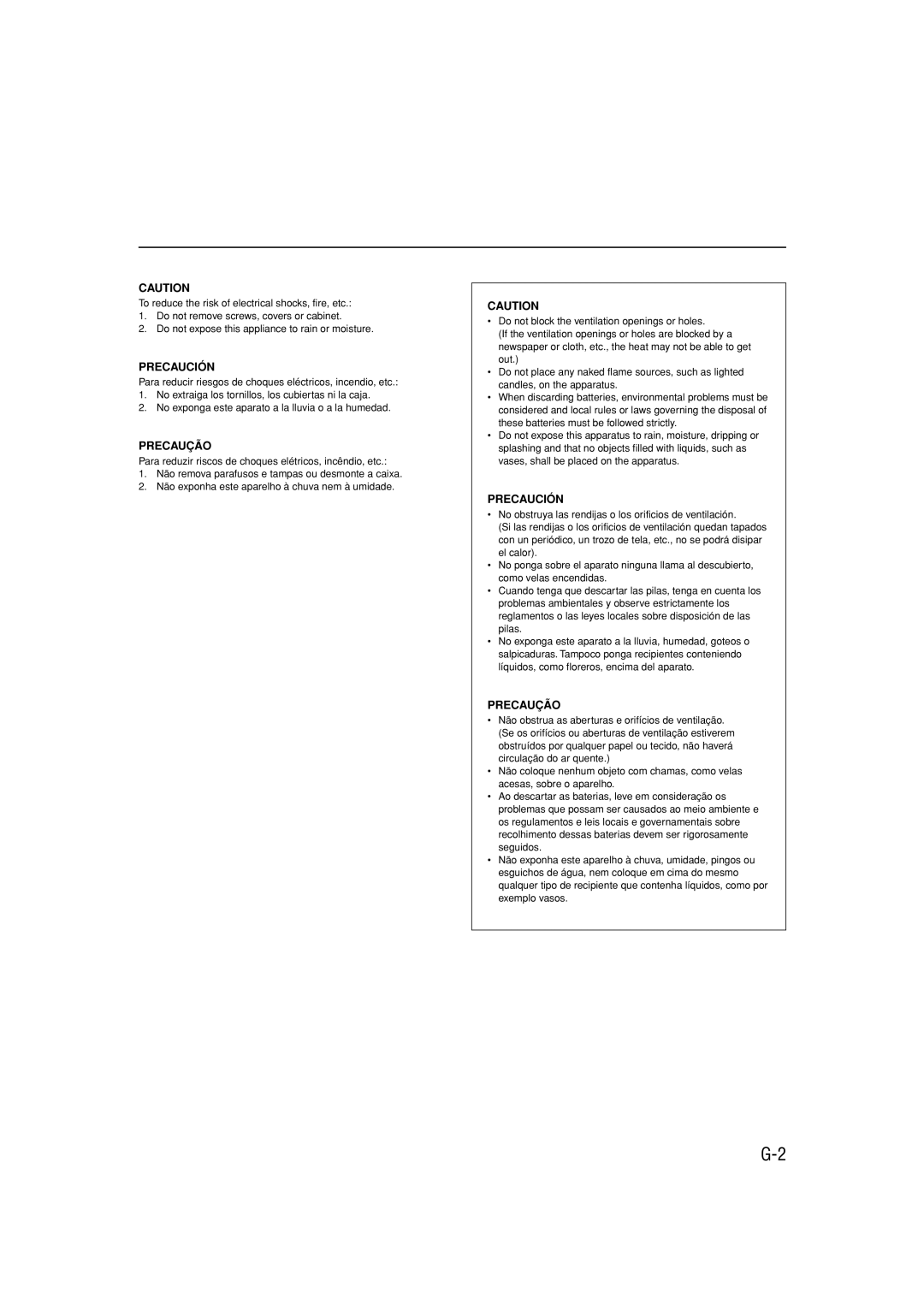 JVC CA-UXH100, UX-H100, SP-UXH100 manual Precaución 