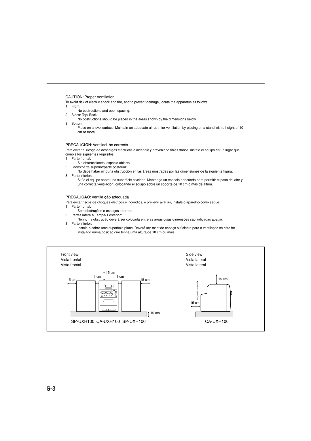 JVC UX-H100 manual SP-UXH100 CA-UXH100 SP-UXH100 