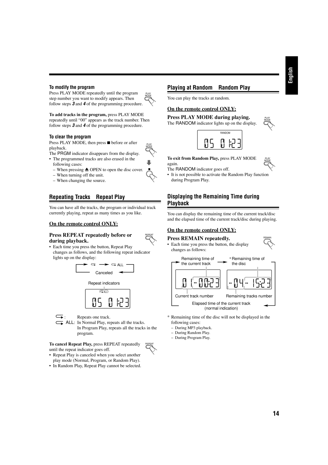 JVC UX-H100, SP-UXH100, CA-UXH100 manual Playing at Random-Random Play 