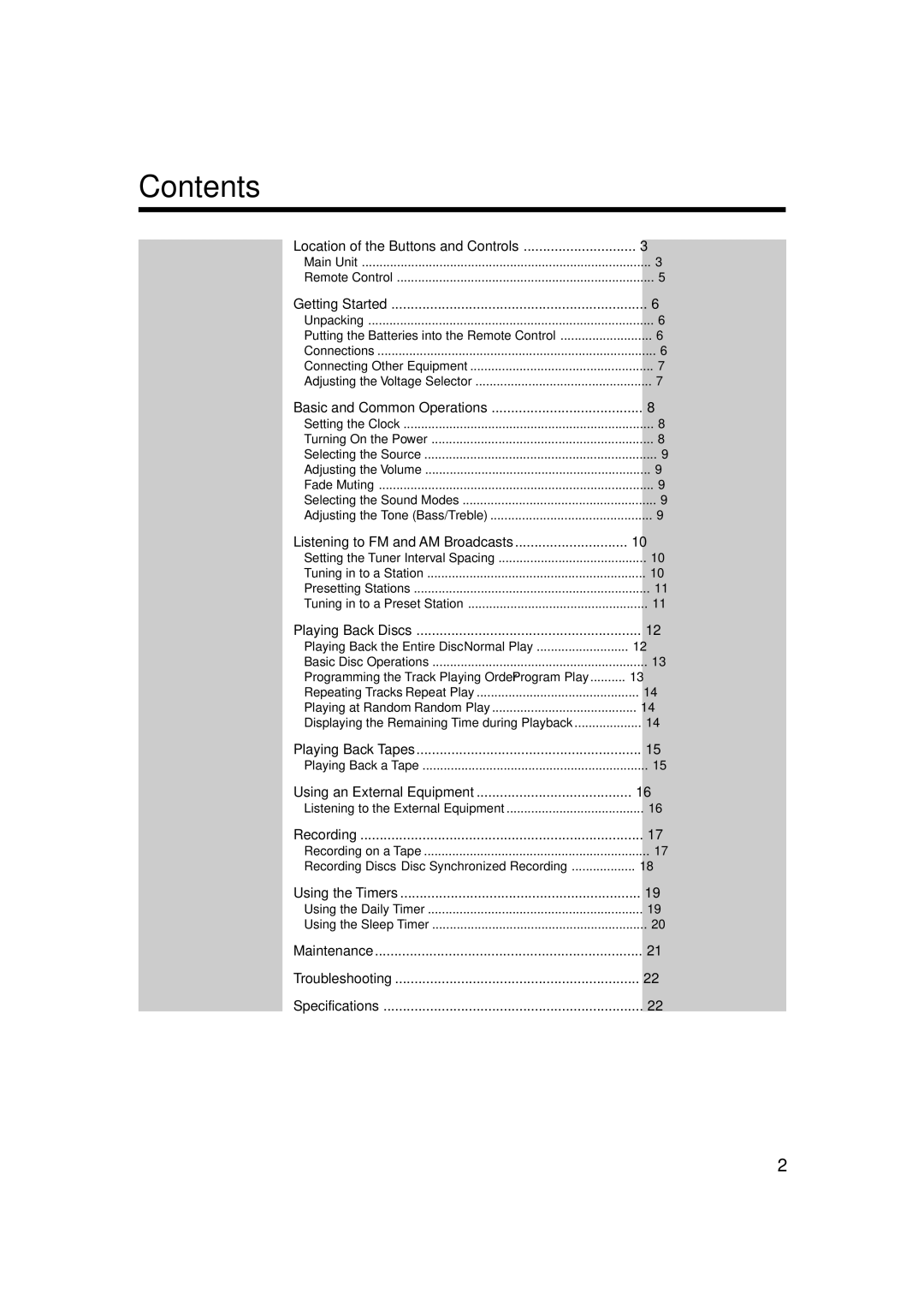 JVC CA-UXH100, UX-H100, SP-UXH100 manual Contents 