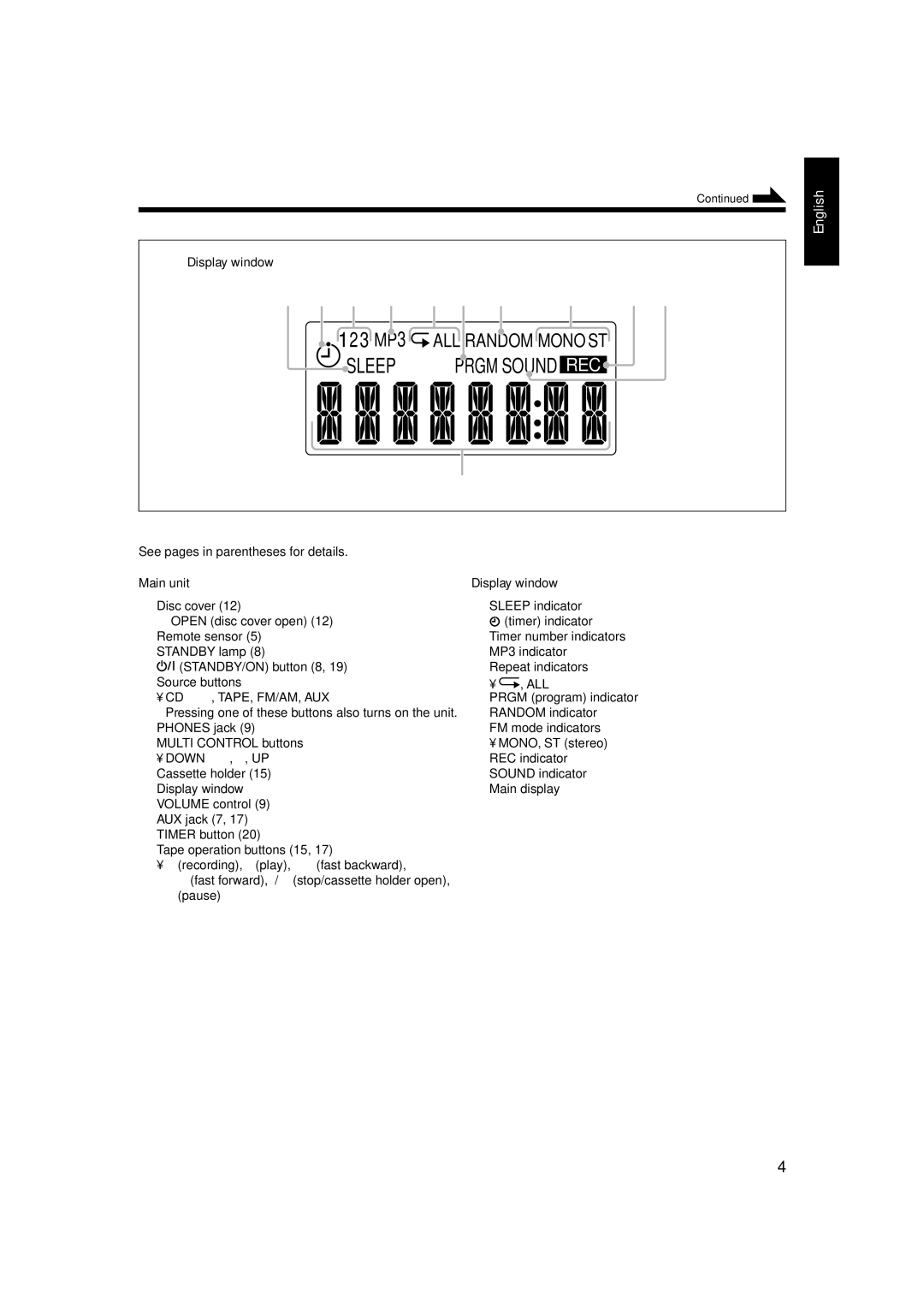 JVC SP-UXH100, UX-H100, CA-UXH100 manual Sleep 