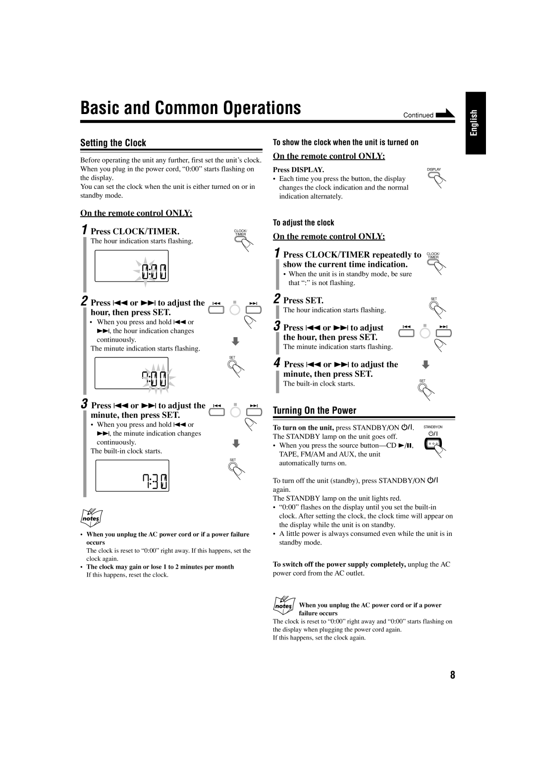 JVC CA-UXH100, UX-H100, SP-UXH100 manual Basic and Common Operations 