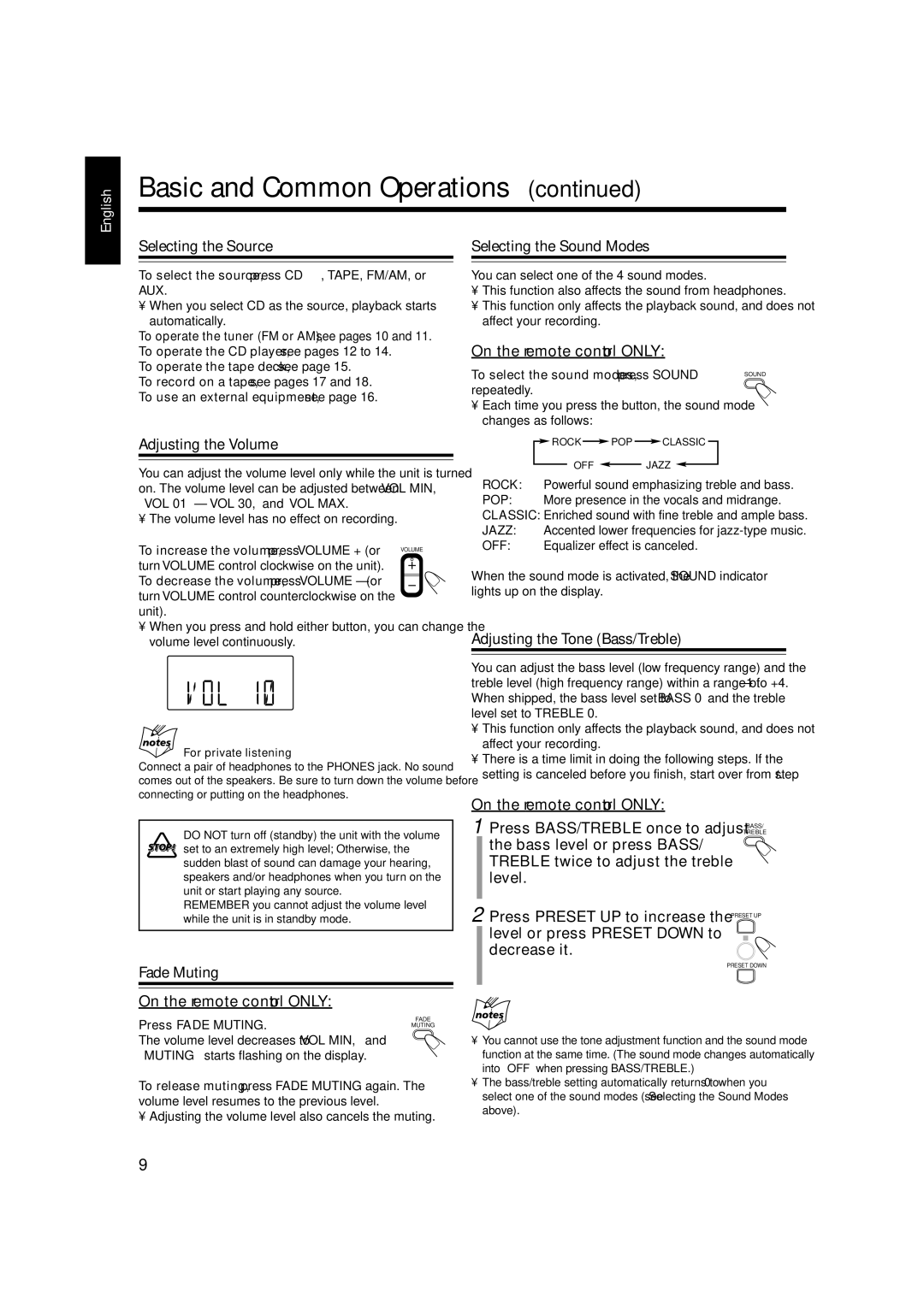 JVC UX-H100, SP-UXH100, CA-UXH100 manual Selecting the Source 