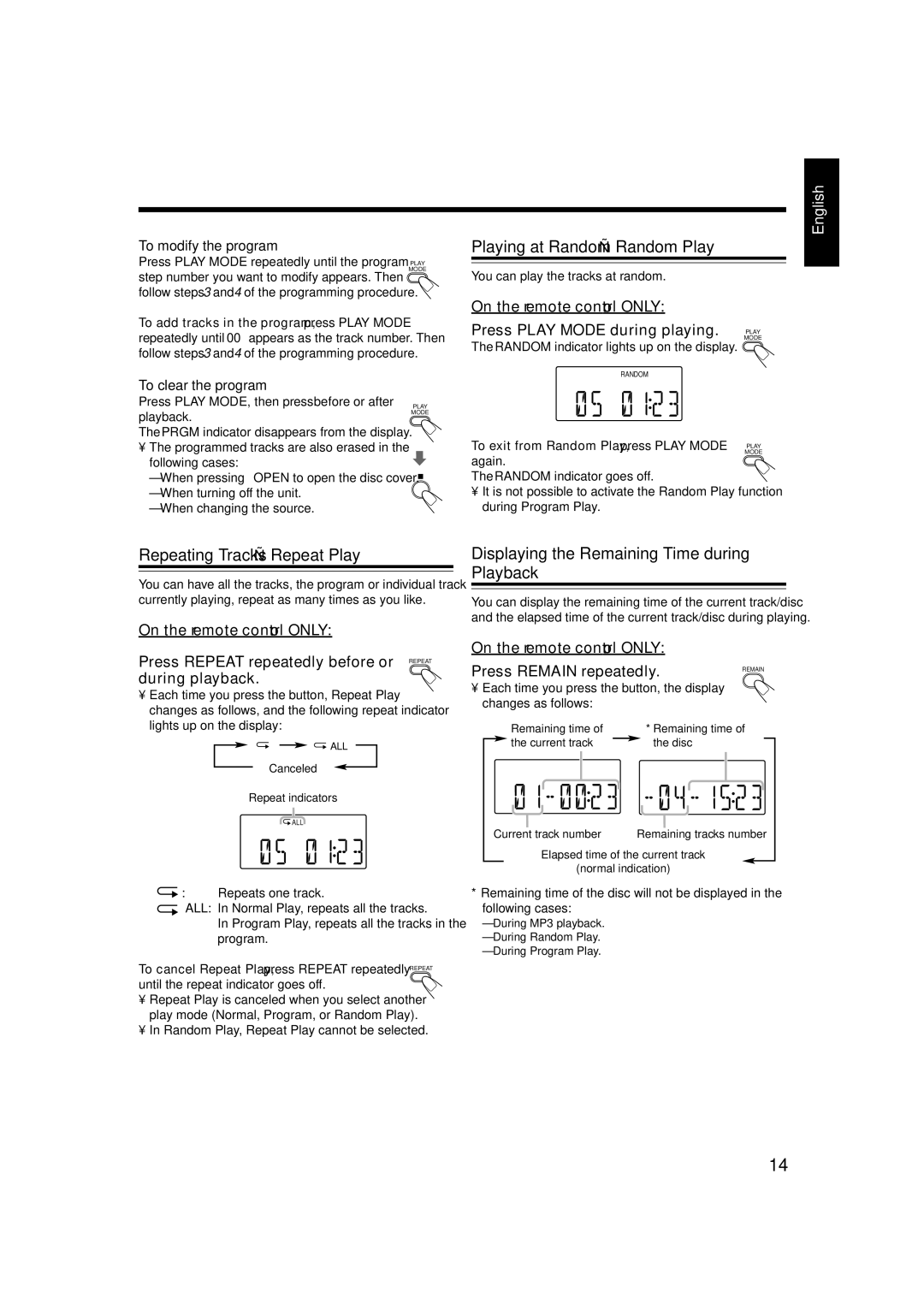 JVC CA-UXH100, UX-H100, SP-UXH100 manual Playing at Random-Random Play 