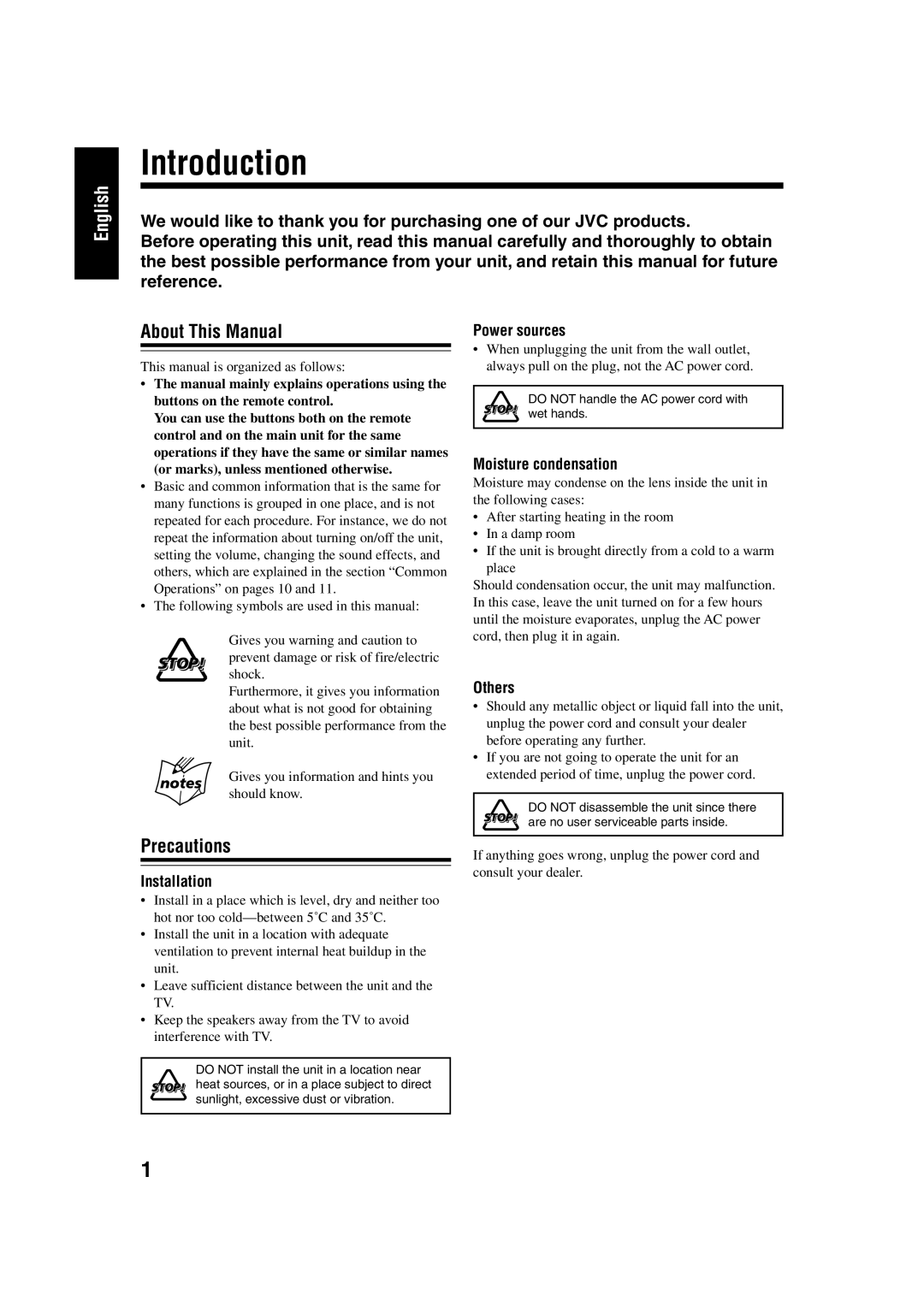 JVC UX-H33 manual Introduction, About This Manual, Precautions 