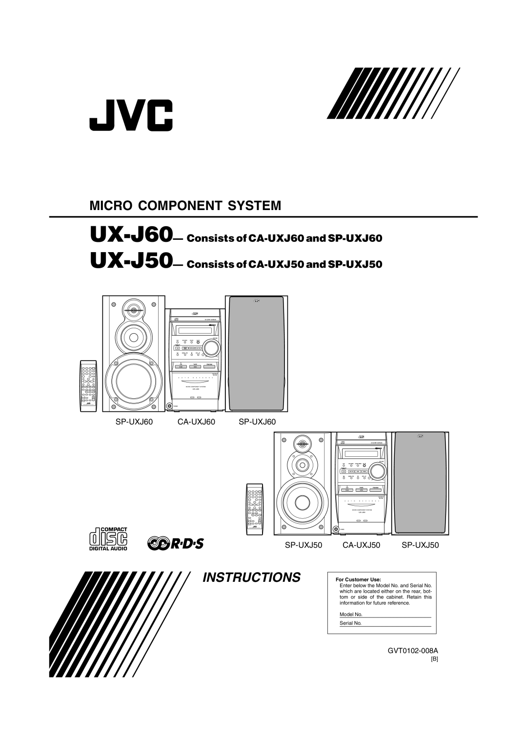 JVC UXJ60, UX-J50 manual Instructions 