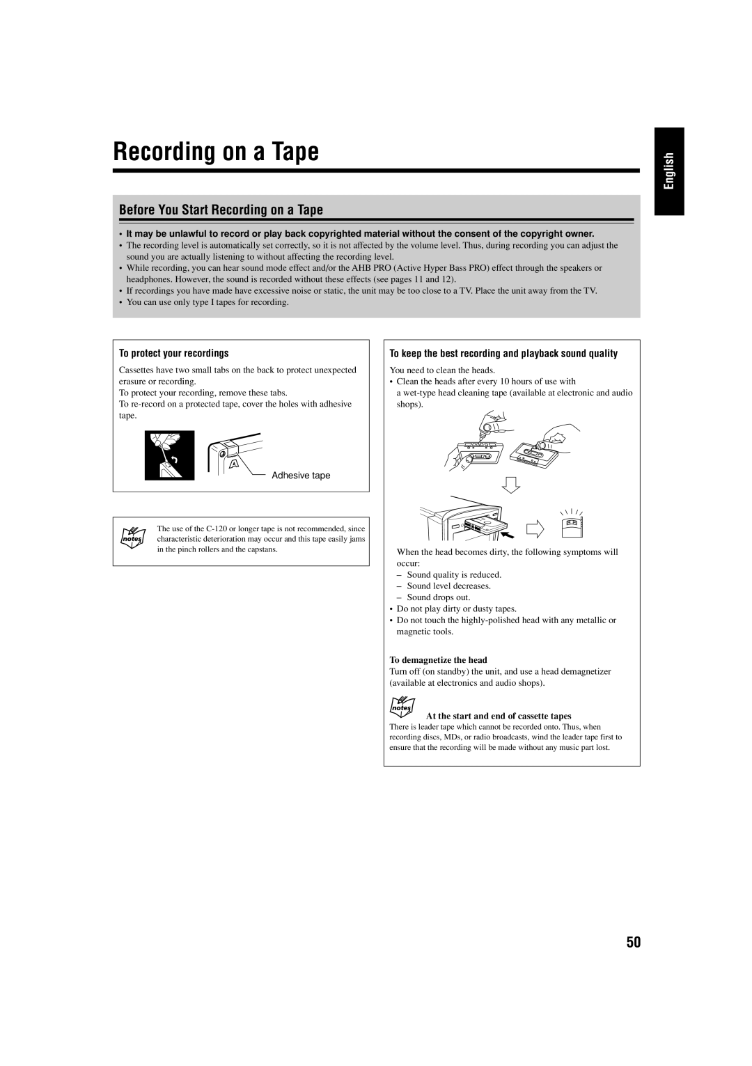 JVC UX-J99DVD manual Before You Start Recording on a Tape, To protect your recordings 