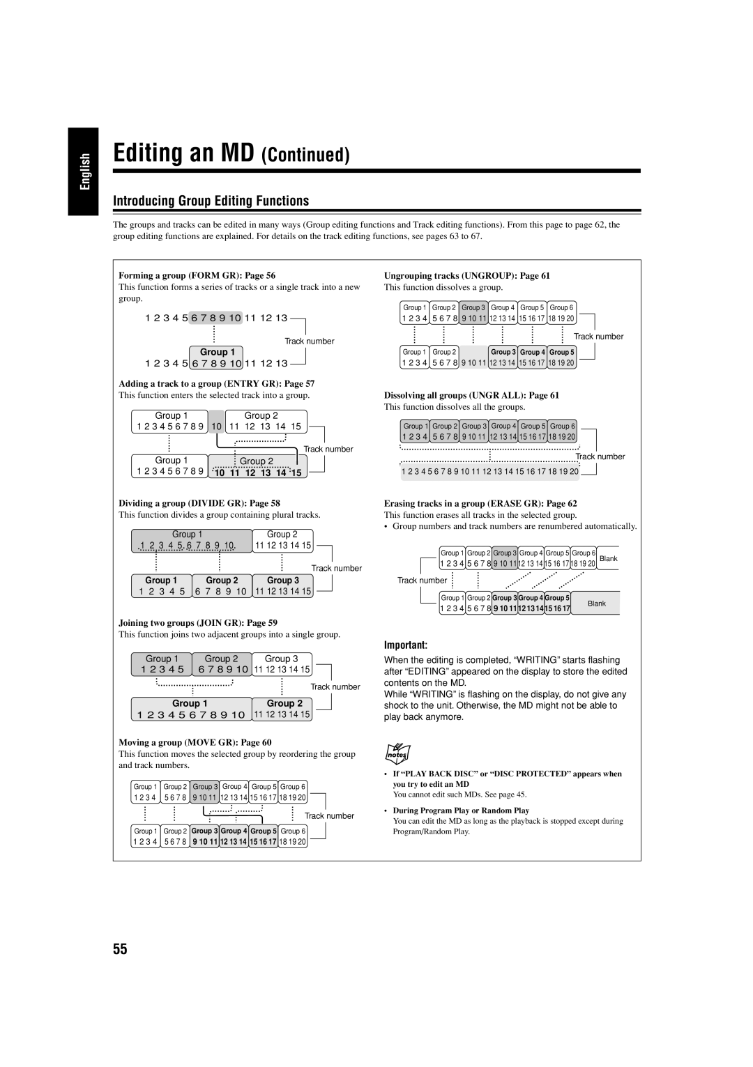 JVC UX-J99DVD manual Introducing Group Editing Functions, 13 14 