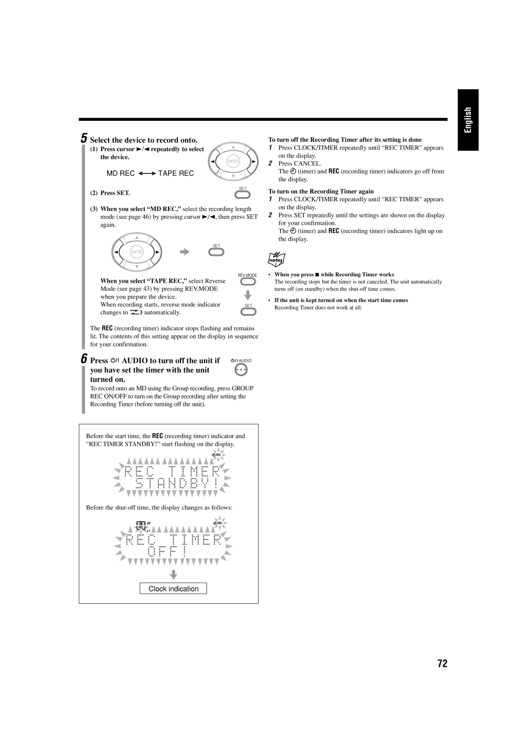 JVC UX-J99DVD manual Select the device to record onto, MD REC Tape REC, Press cursor 3/2 repeatedly to select the device 