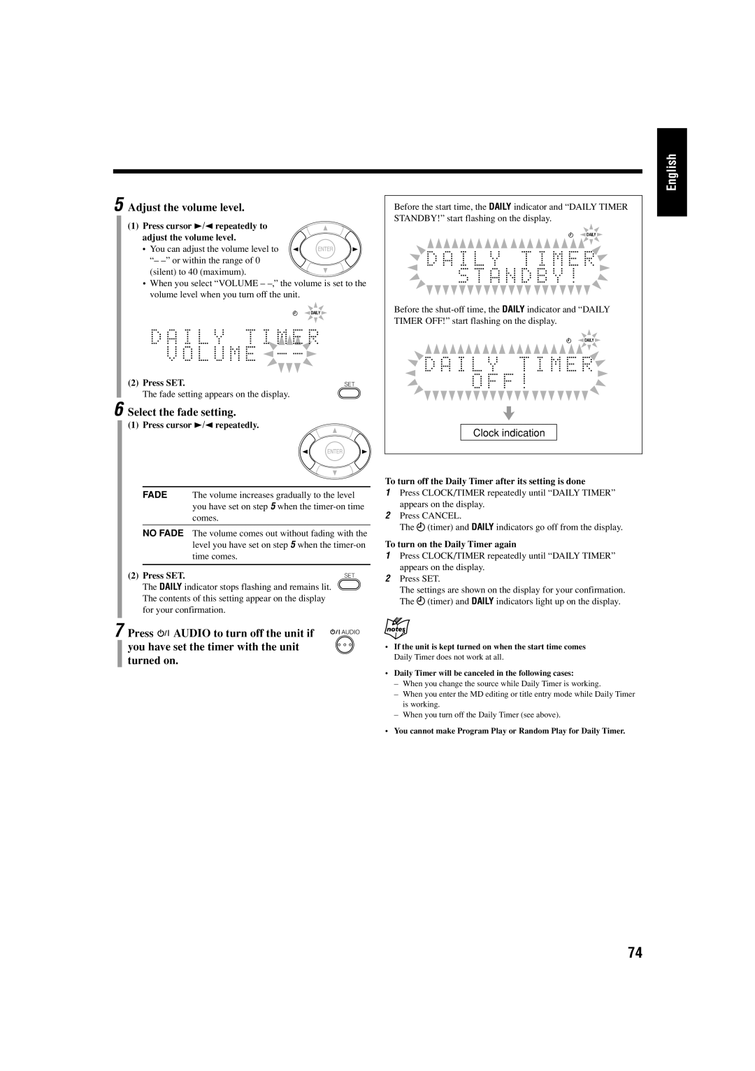 JVC UX-J99DVD manual Adjust the volume level, Select the fade setting 