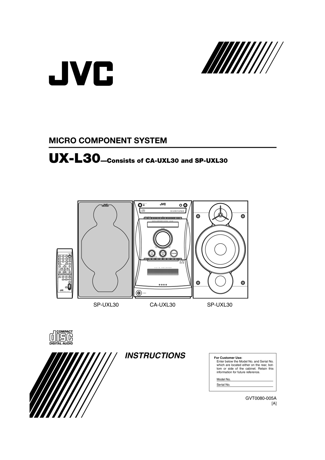 JVC UX-L30 manual Instructions 