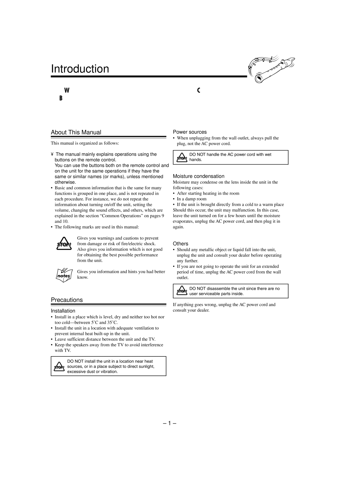 JVC UX-L30 manual Introduction, About This Manual, Precautions 