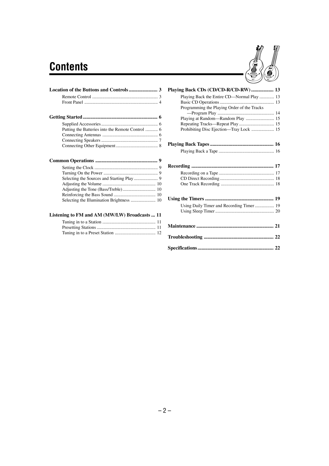 JVC UX-L30 manual Contents 