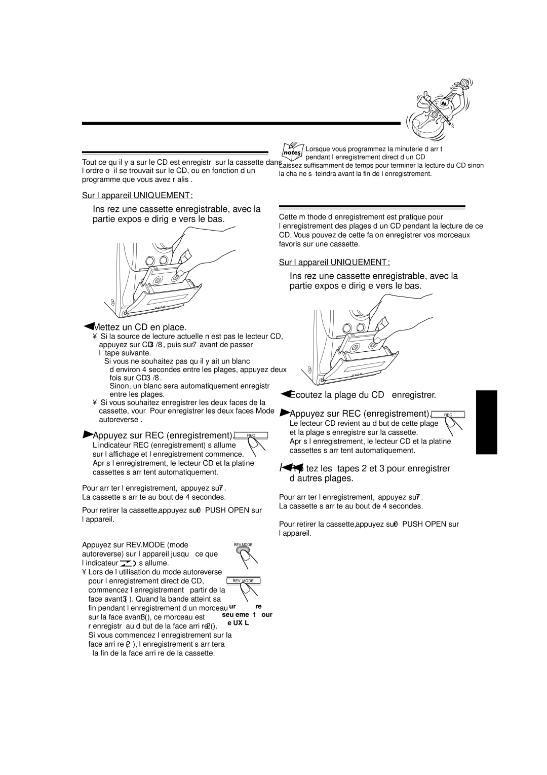 JVC SP-UXL40, UX-L40R, UX-L30R Enregistrement direct de CD, Enregistrement d’une plage, Programme que vous avez réalisé 