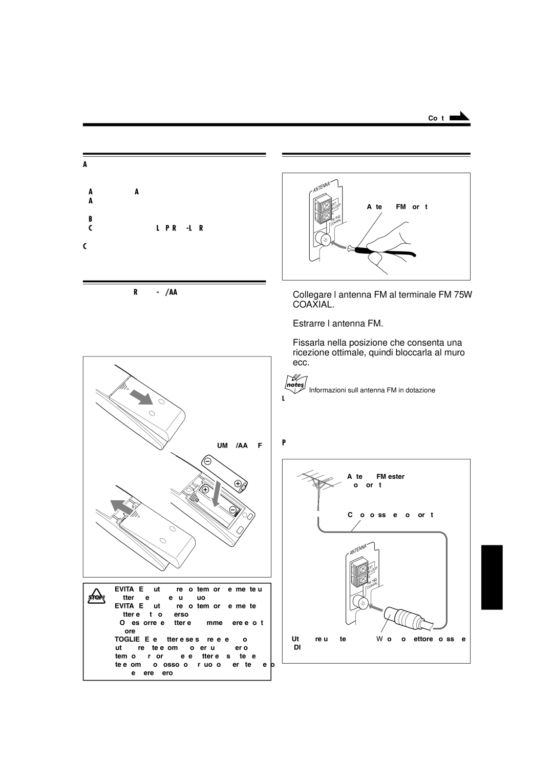 JVC CA-UXL30R, UX-L40R, UX-L30R, SP-UXL30, SP-UXL40 Guida introduttiva, Accessori in dotazione Collegamento delle antenne 