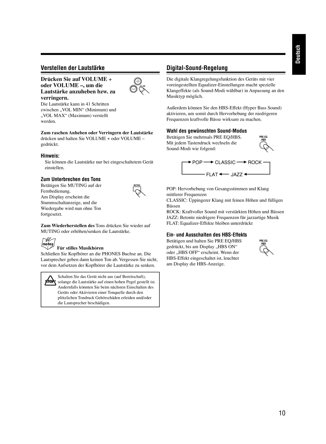 JVC UX-M33 manual Verstellen der Lautstärke, Digital-Sound-Regelung, Drücken Sie auf Volume + Oder Volume -, um die 