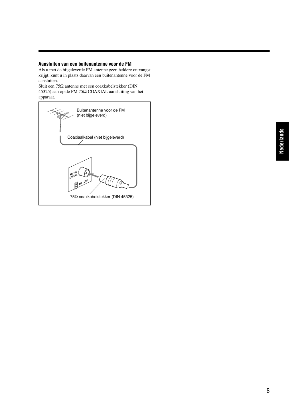 JVC UX-M33 manual Aansluiten van een buitenantenne voor de FM 