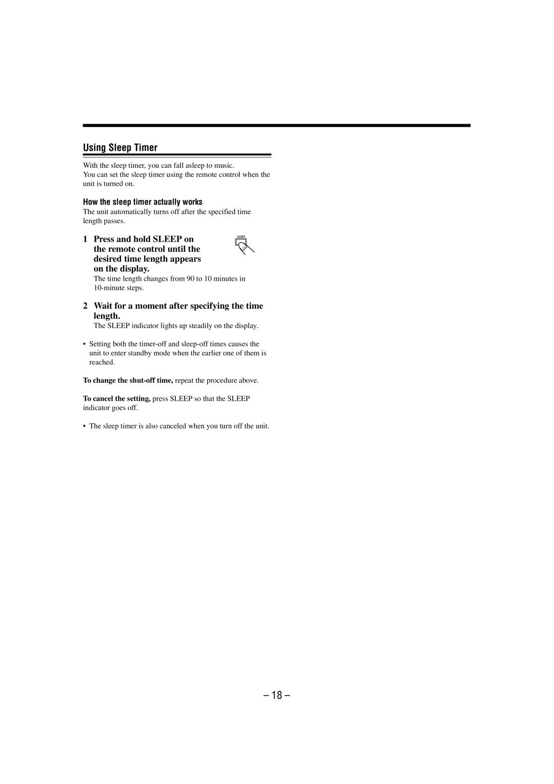 JVC UX-M3R manual Using Sleep Timer, Wait for a moment after specifying the time length, How the sleep timer actually works 