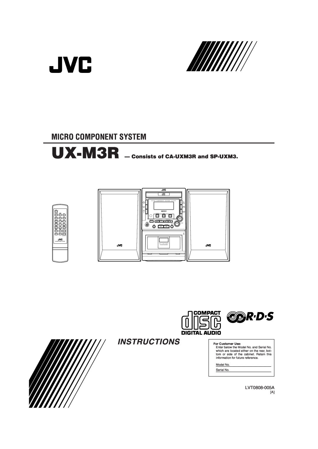 JVC manual Micro Component System, UX-M3R - Consists of CA-UXM3Rand SP-UXM3, Instructions, LVT0808-005A 