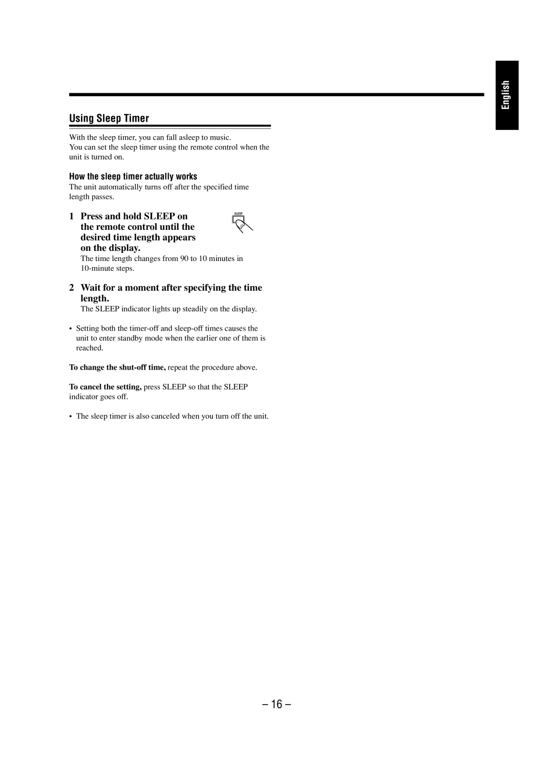 JVC UX-M5 manual Using Sleep Timer, Wait for a moment after specifying the time length, How the sleep timer actually works 