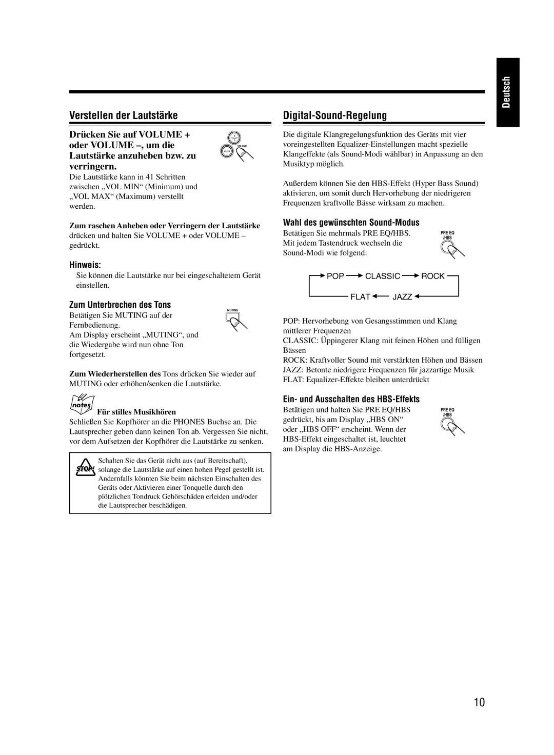 JVC UX-M55 manual Verstellen der Lautstärke, Digital-Sound-Regelung, Drücken Sie auf Volume + Oder Volume -, um die 