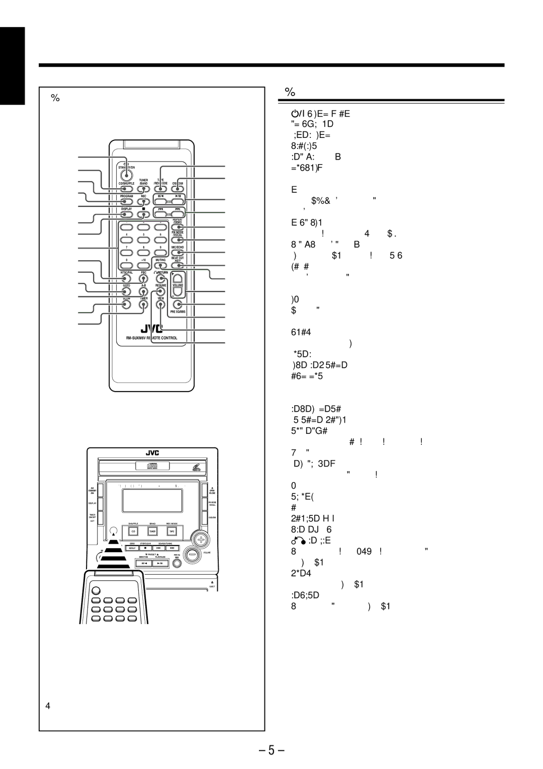 JVC UX-M6VUB manual Remote Control 