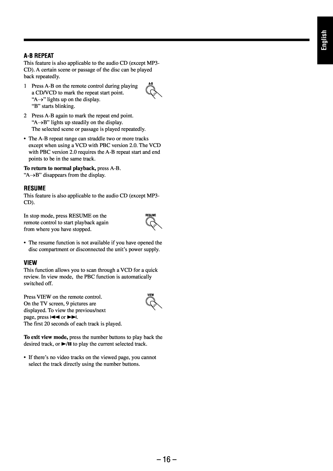 JVC UX-M6VUB manual English, A-Brepeat, Resume, View 