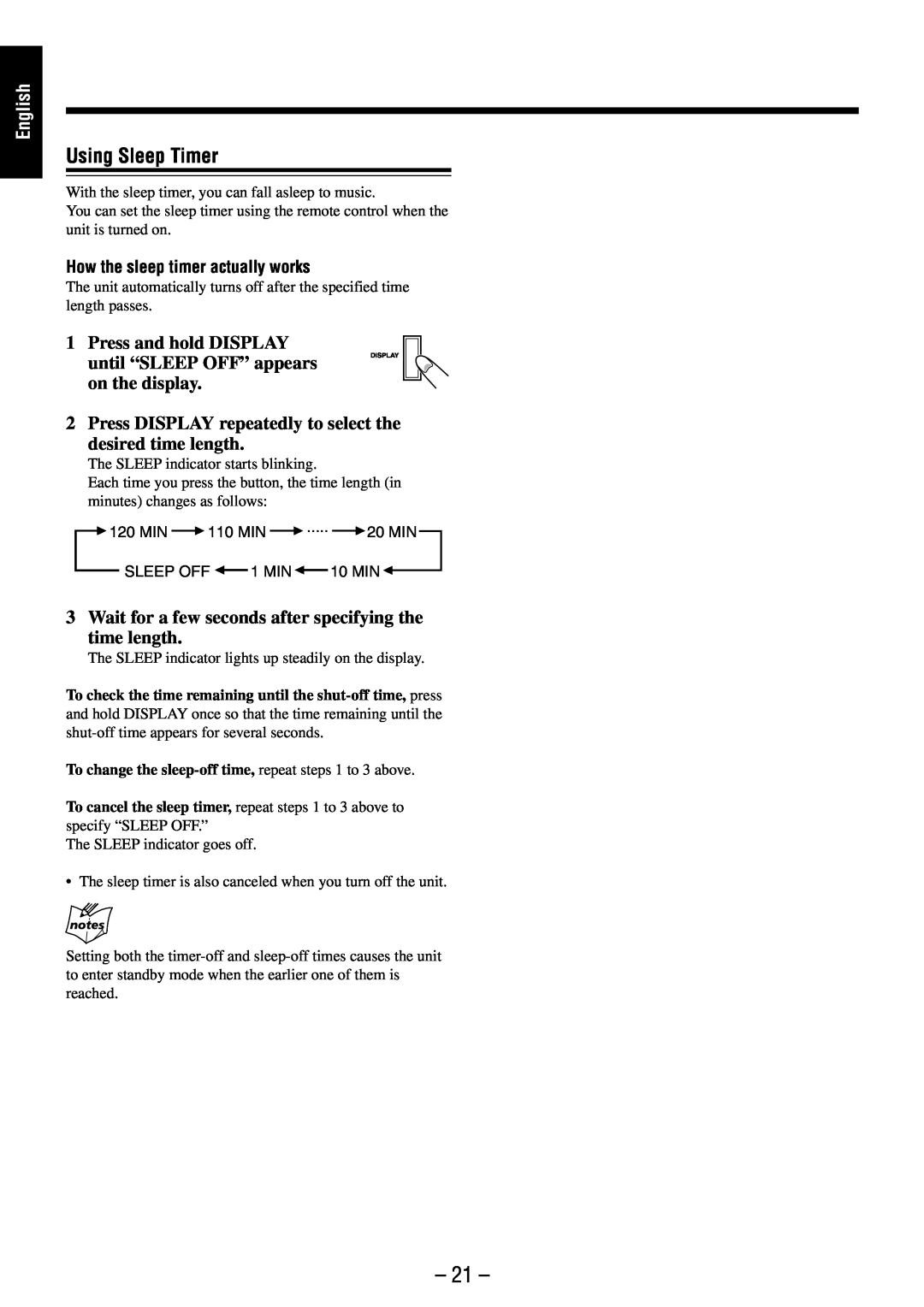 JVC UX-M6VUB manual Using Sleep Timer, English 