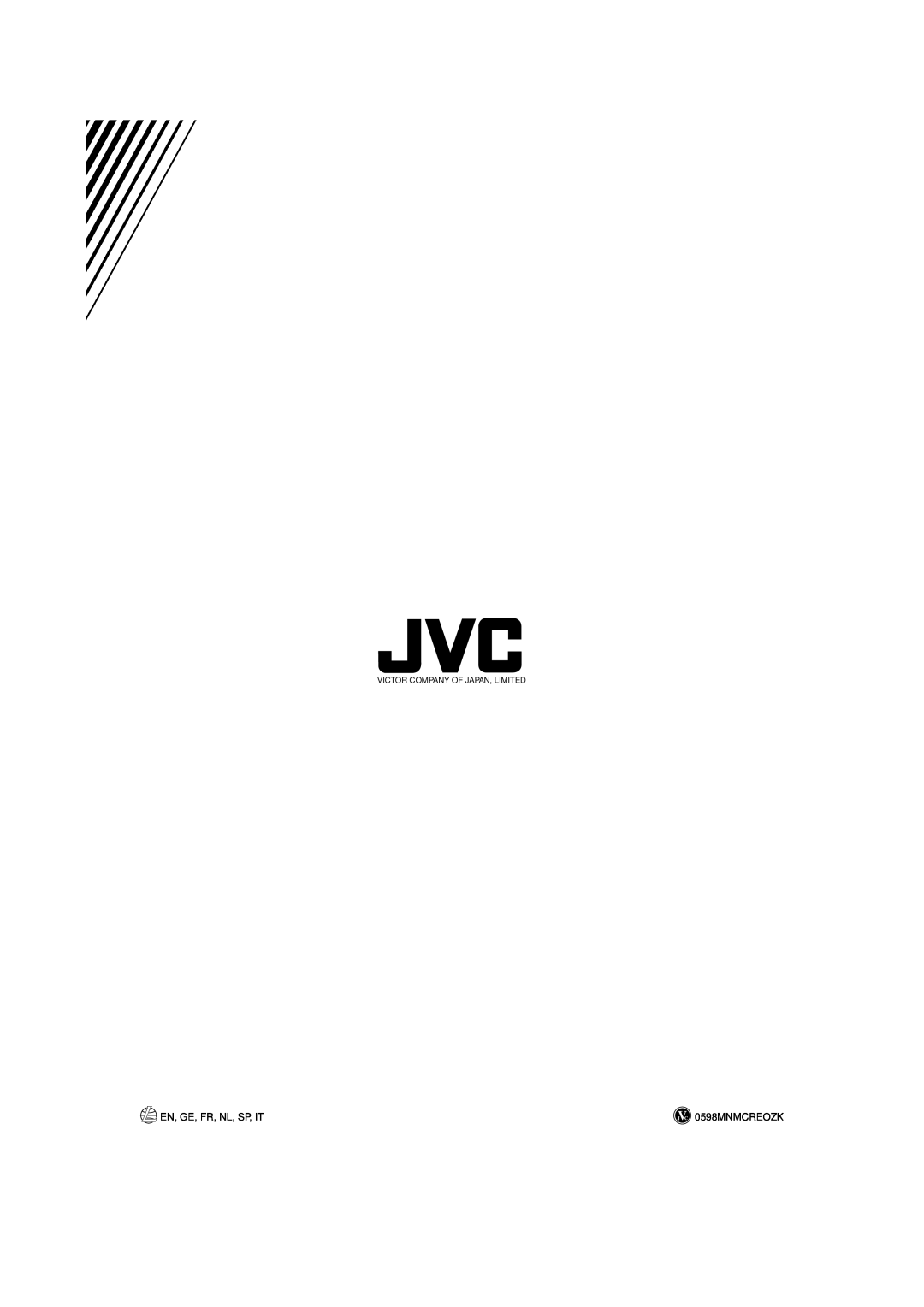 JVC UX-MD9000R manual En, Ge, Fr, Nl, Sp, It, 0598MNMCREOZK, Victor Company Of Japan, Limited 