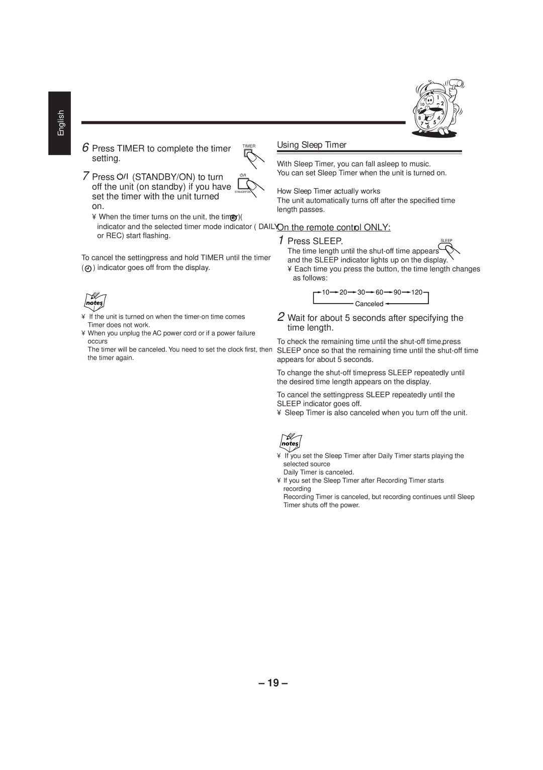 JVC UX-P3 manual Using Sleep Timer, On the remote control only Press Sleep, How Sleep Timer actually works 