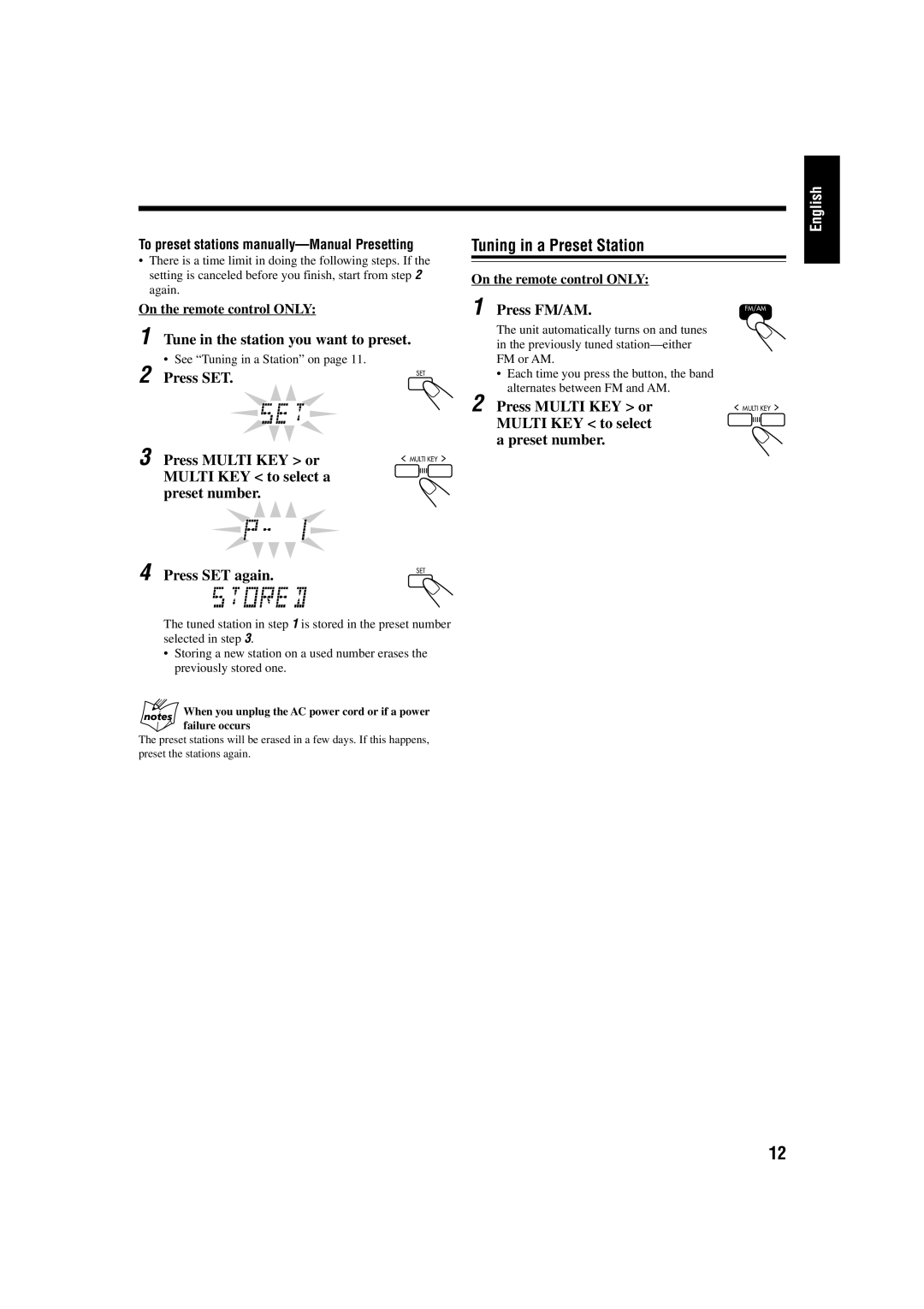 JVC UX-P30 manual Tuning in a Preset Station 