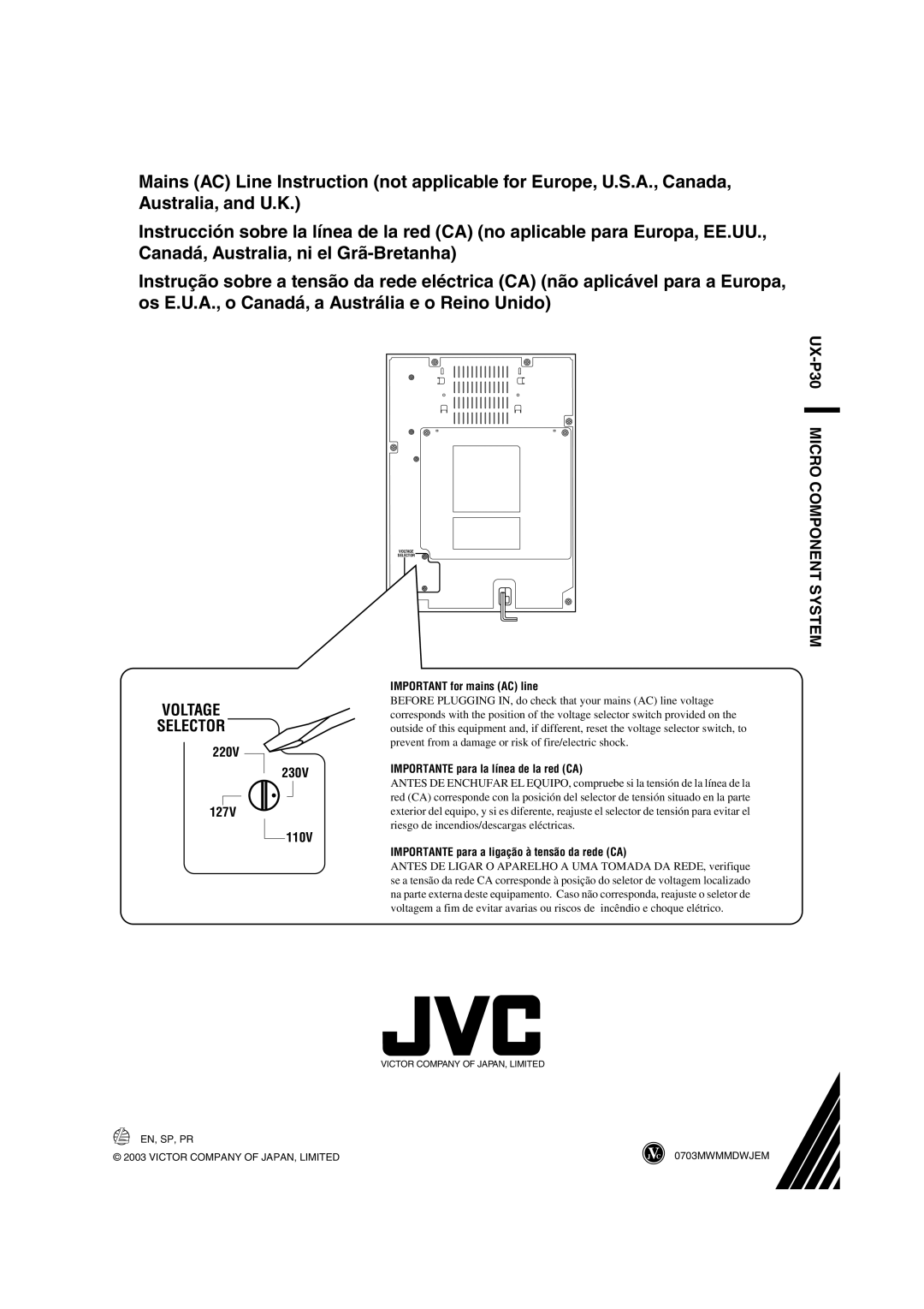 JVC UX-P30 manual Micro Component System 