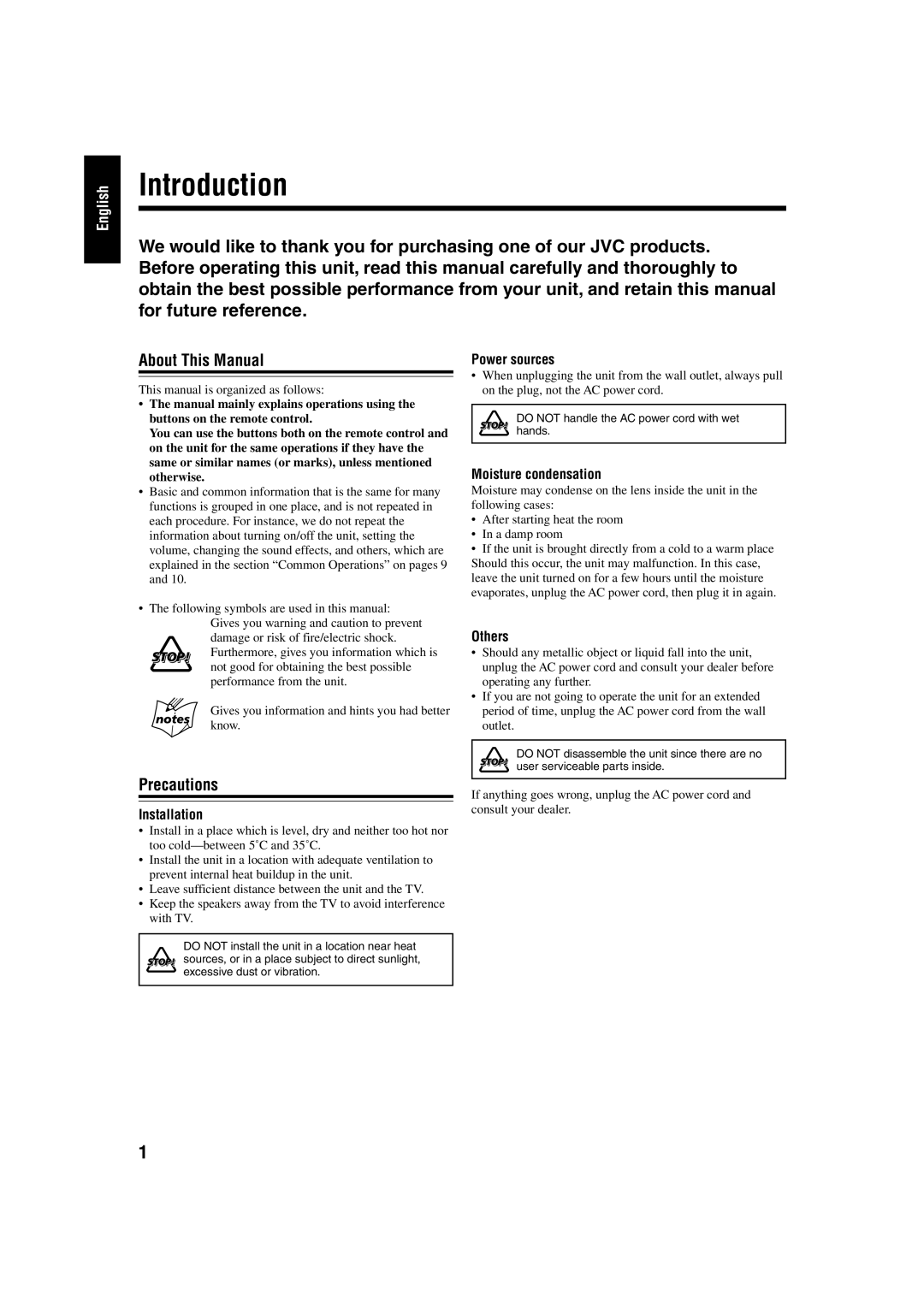 JVC UX-P30 manual Introduction, About This Manual, Precautions 