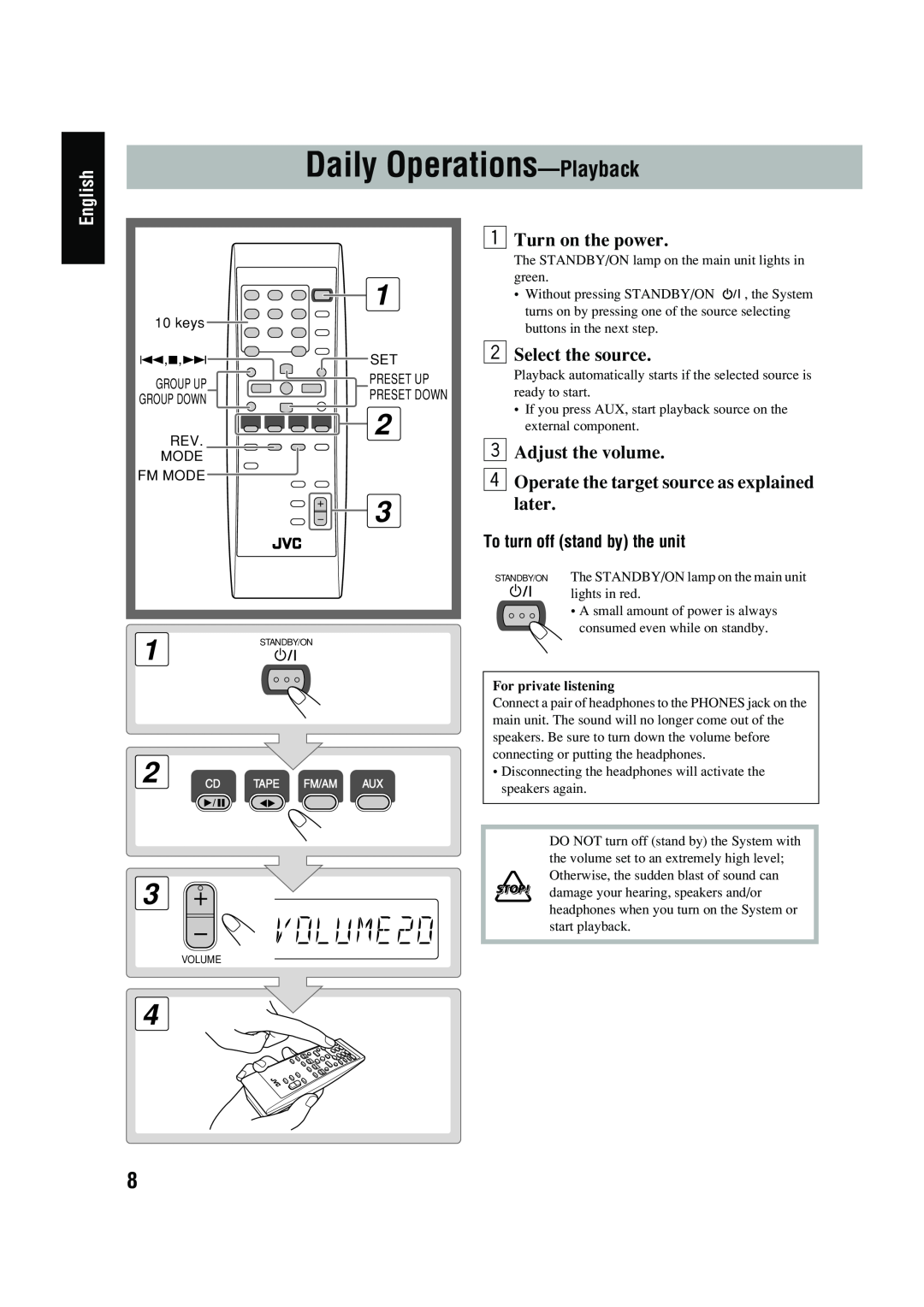 JVC UX-P400 manual English, For private listening 