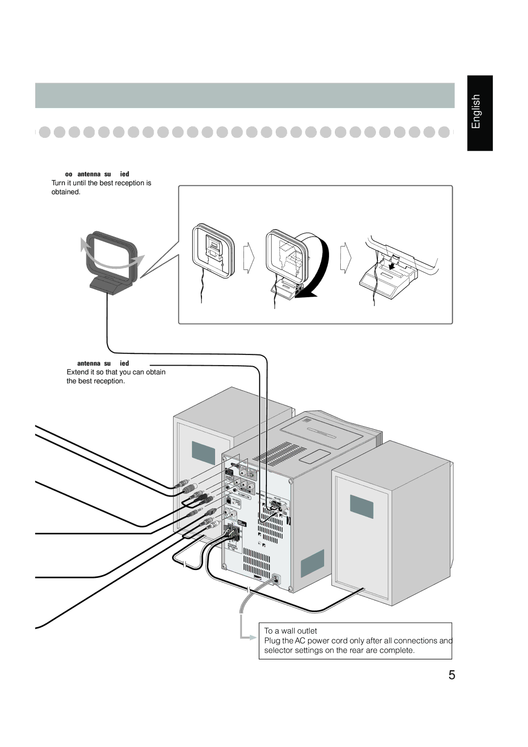 JVC UX-P450 manual AM loop antenna supplied 