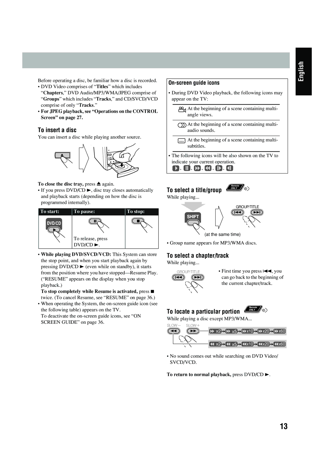 JVC UX-P450 manual To insert a disc 