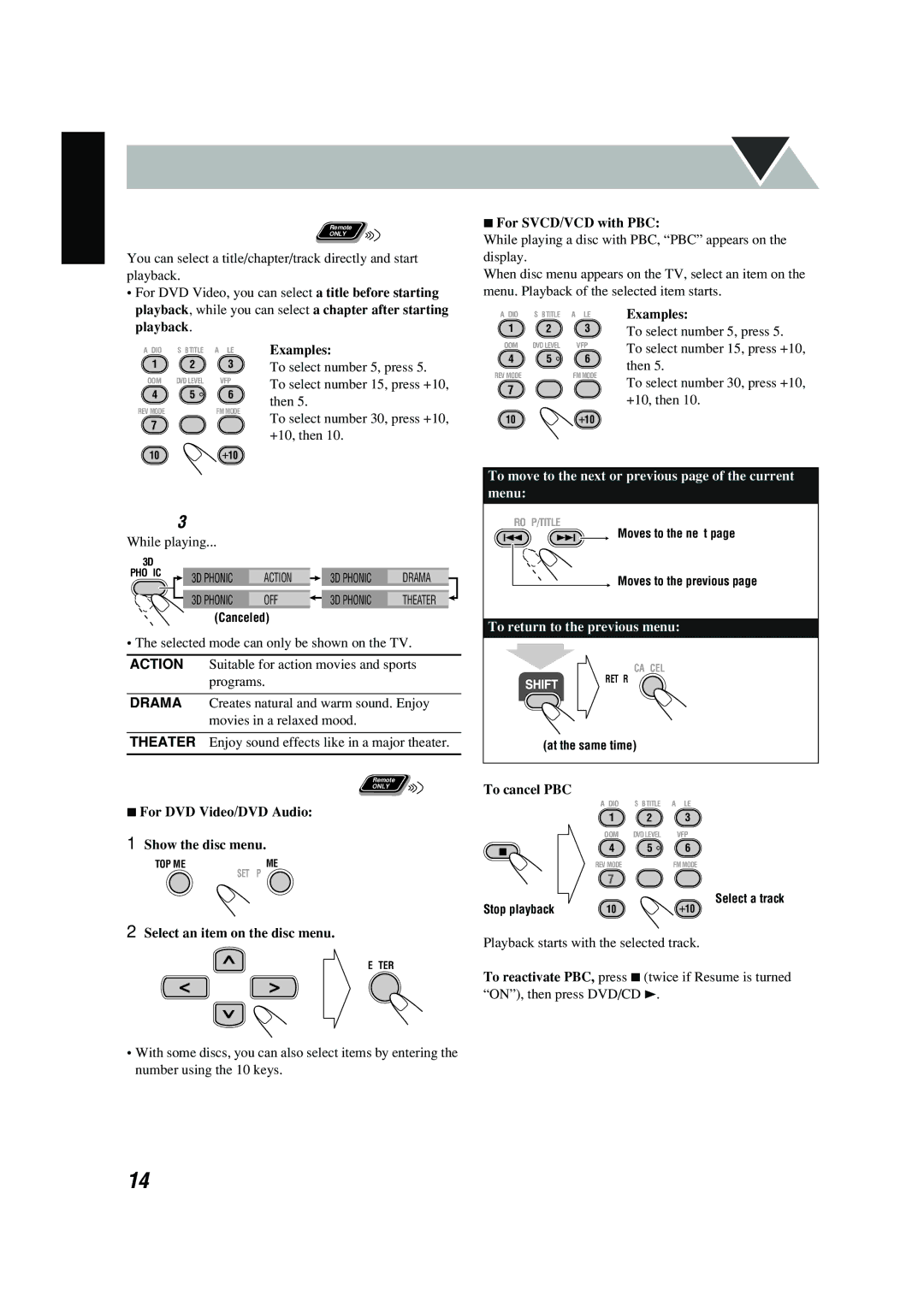 JVC UX-P450 manual To use 3D Phonic 