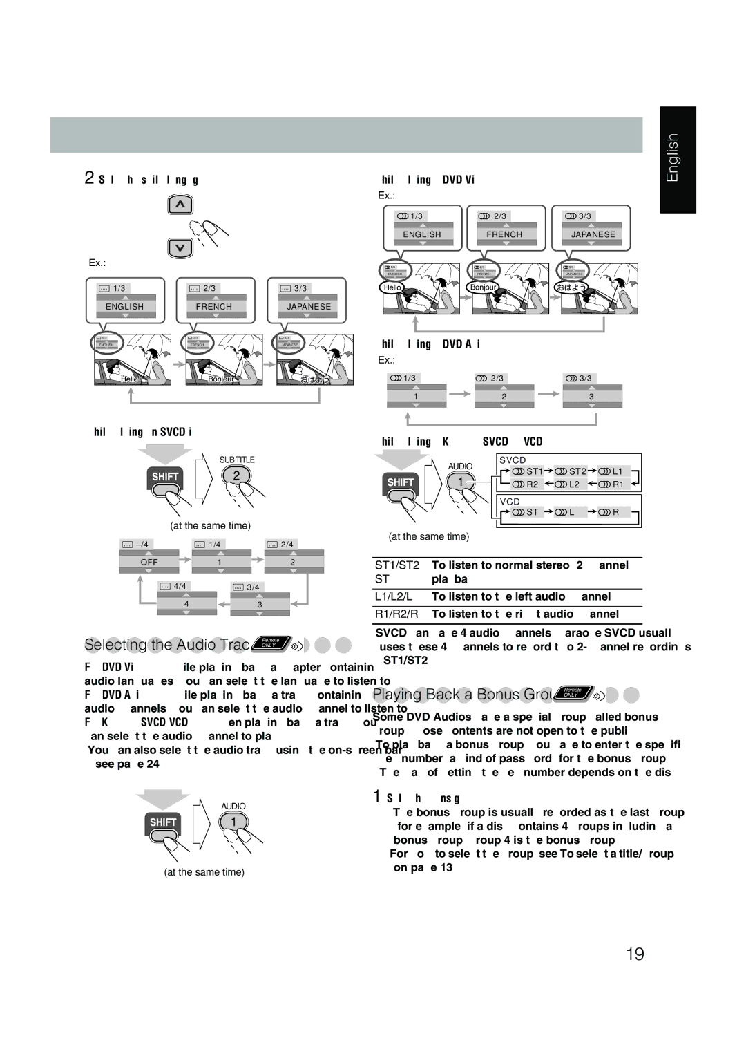 JVC UX-P450 manual Playing Back a Bonus Group 