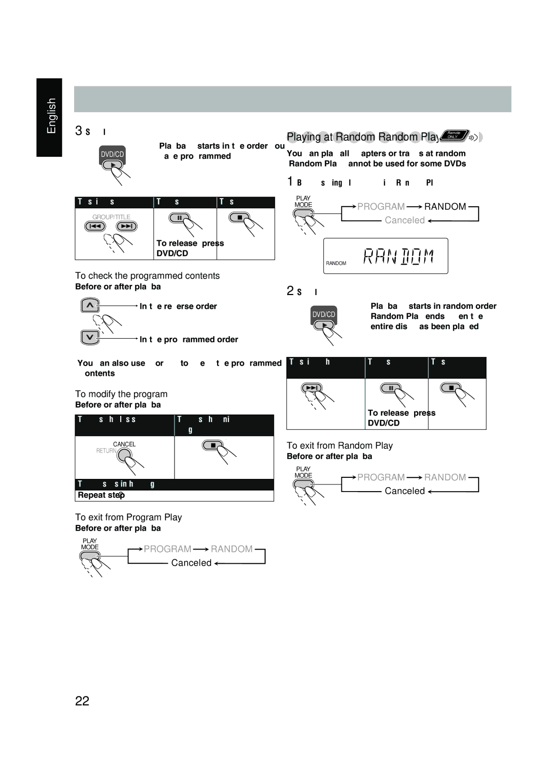 JVC UX-P450 manual Playing at Random-Random Play 