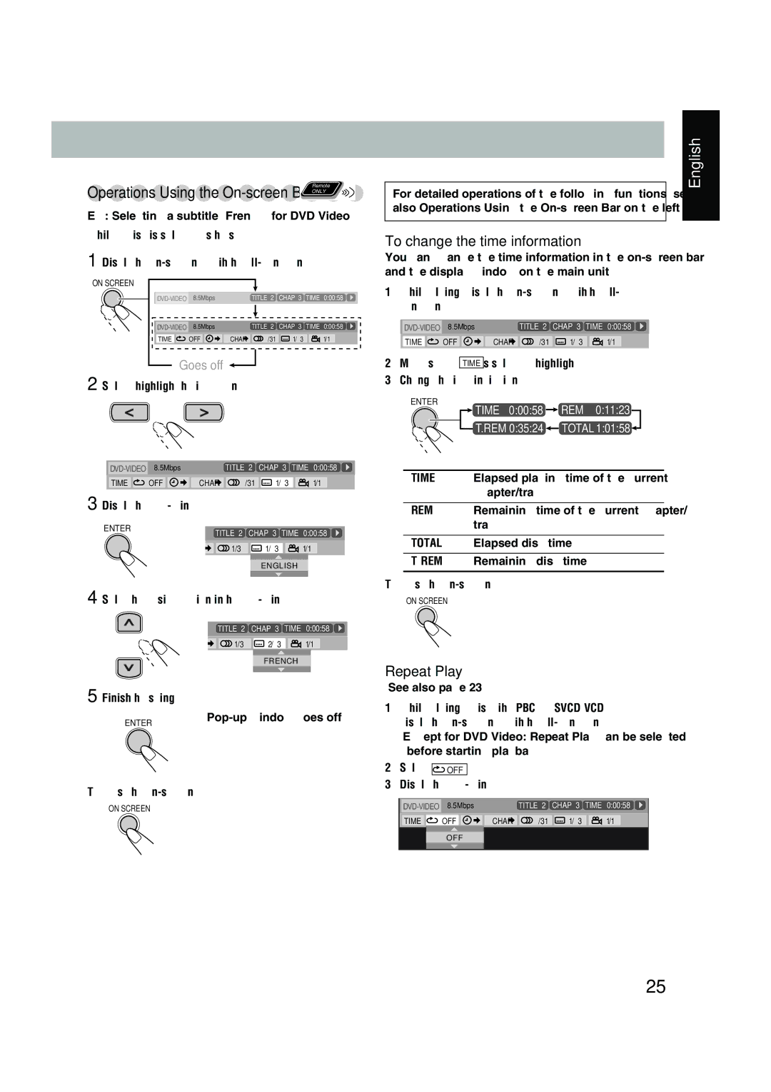 JVC UX-P450 manual To change the time information 