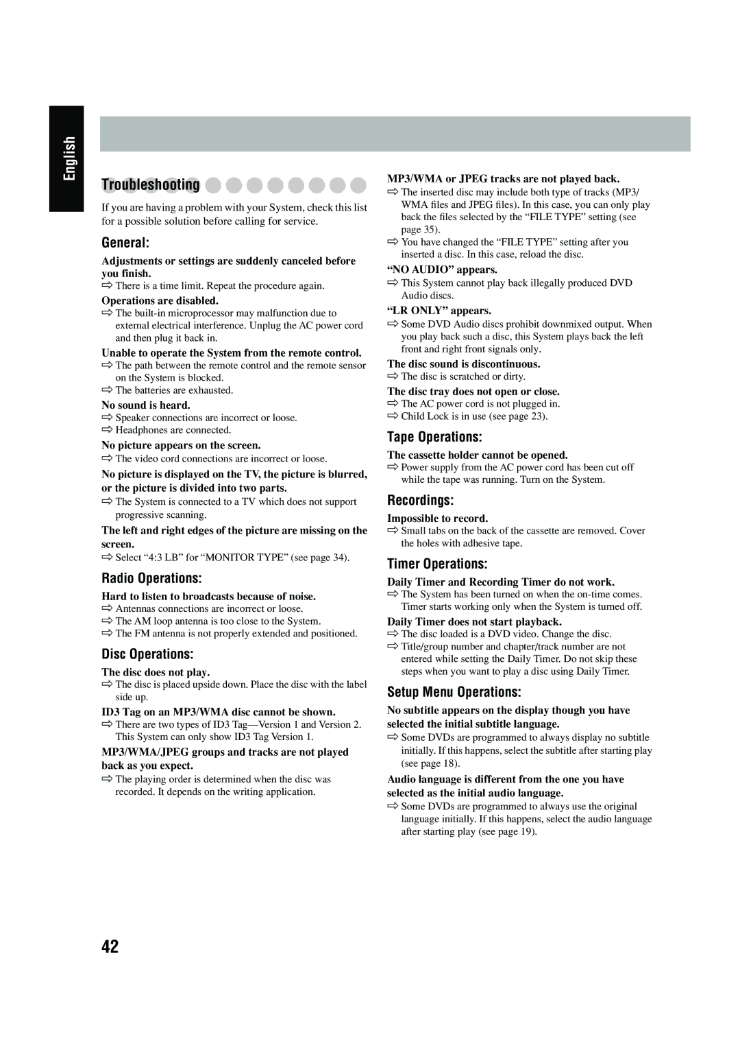 JVC UX-P450 manual Troubleshooting 