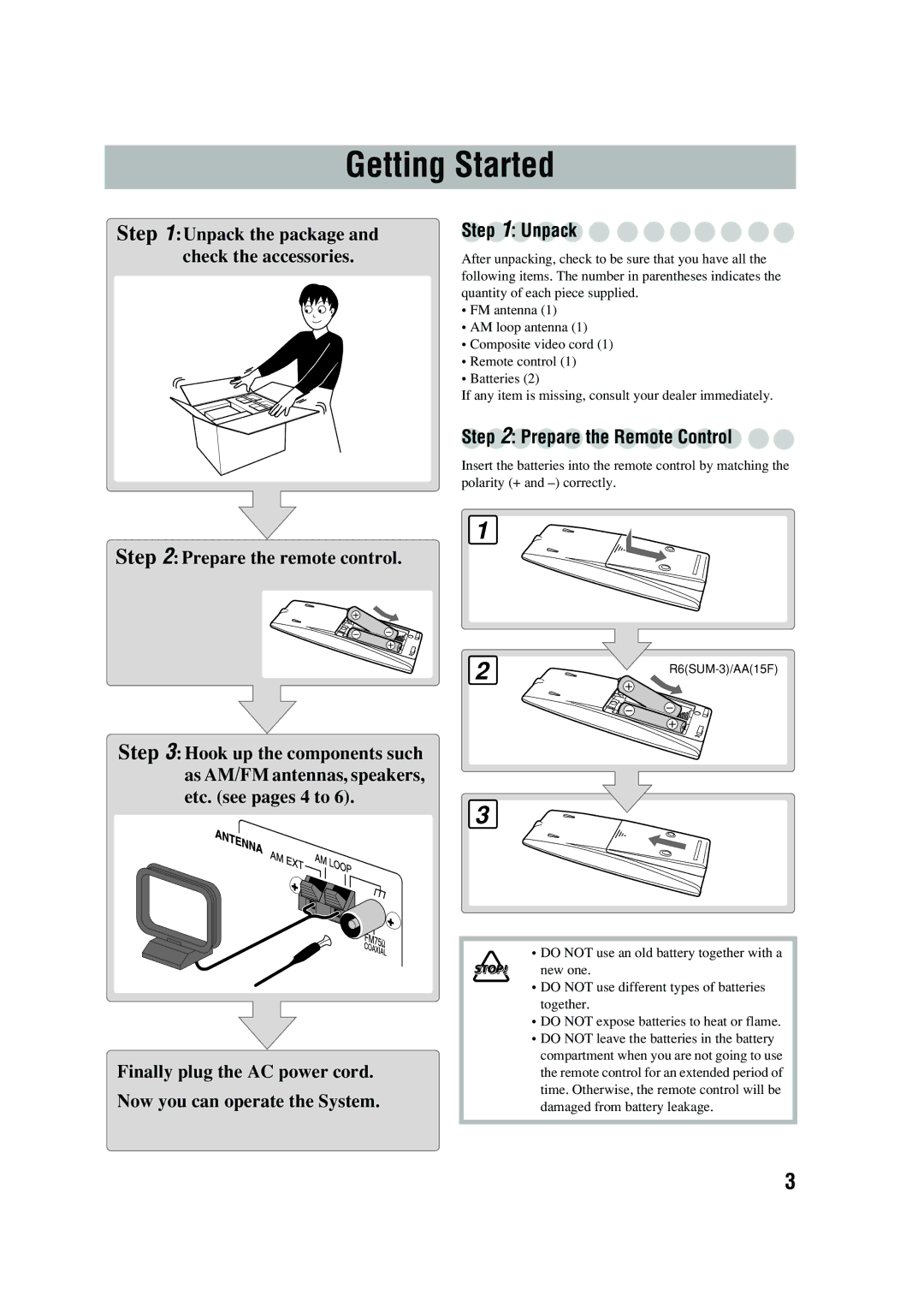 JVC UX-P450 manual Getting Started 