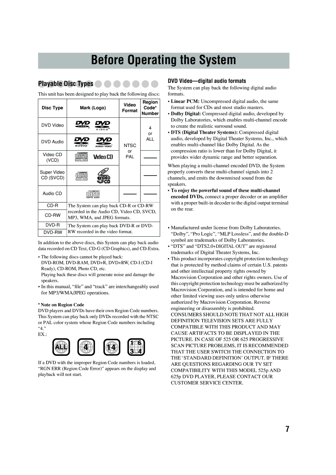 JVC UX-P450 manual Before Operating the System 